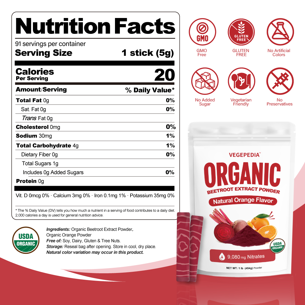 Organic Beetroot Extract Powder Orange-Flavored