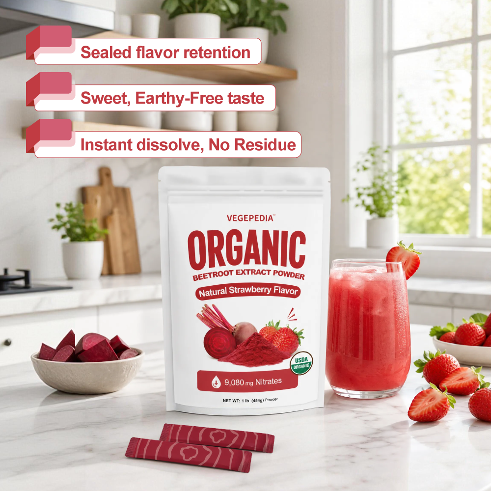 Organic Beetroot Extract Powder Strawberry-Flavored
