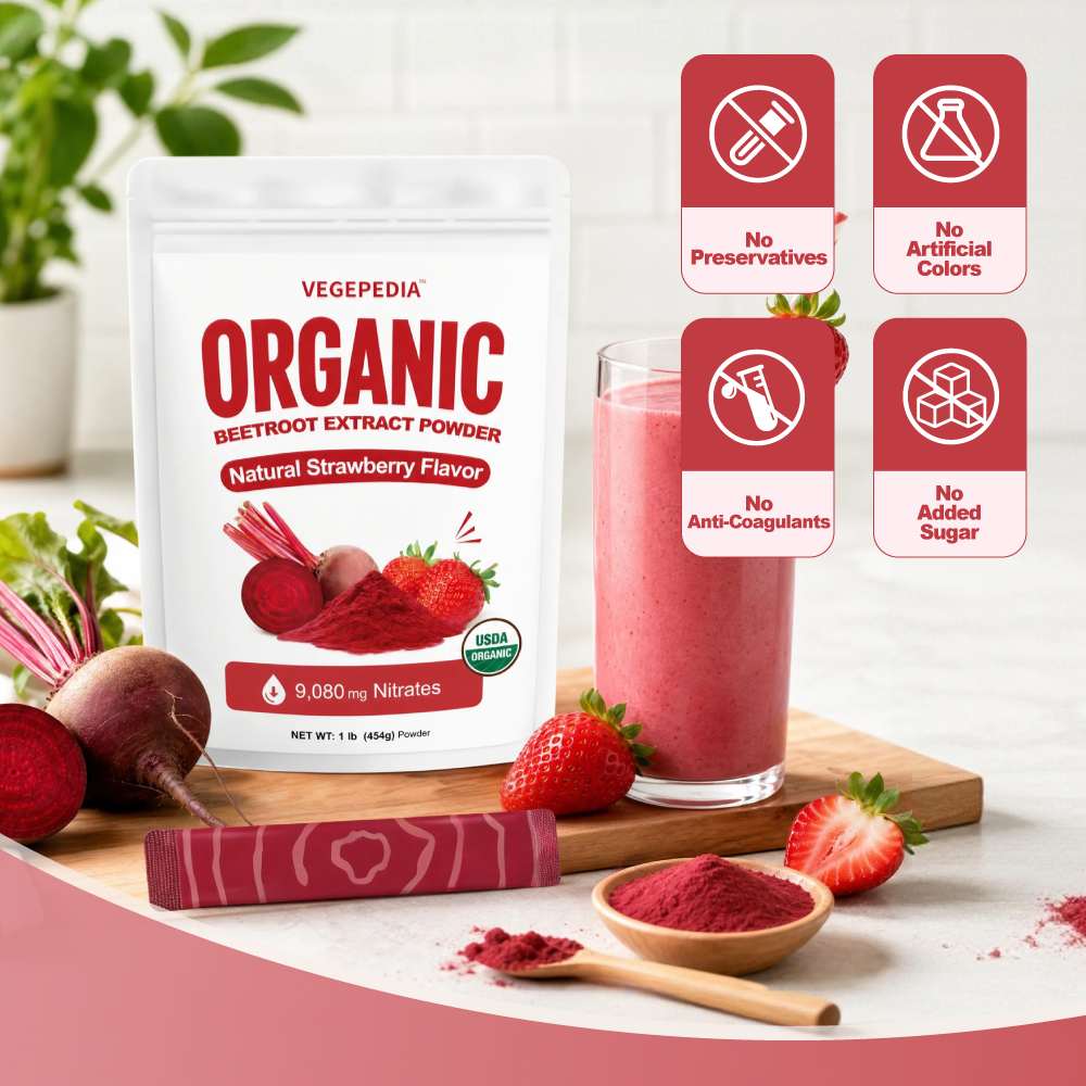 Organic Beetroot Extract Powder Strawberry-Flavored
